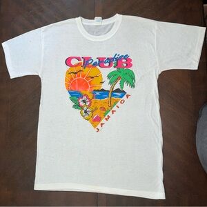 Vintage Single Stitch White and Orange Short Sleeve Tee Made in Jamaica